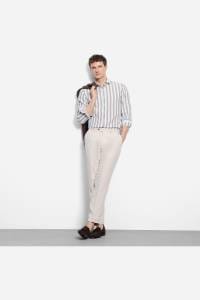 OLYMP Level Five Garment Washed Body Fit Hemd oliv, Gestreift