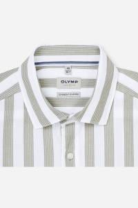 OLYMP Level Five Garment Washed Body Fit Hemd oliv, Gestreift