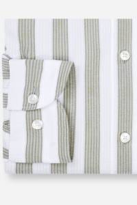 OLYMP Level Five Garment Washed Body Fit Hemd oliv, Gestreift