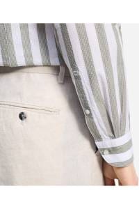 OLYMP Level Five Garment Washed Body Fit Hemd oliv, Gestreift