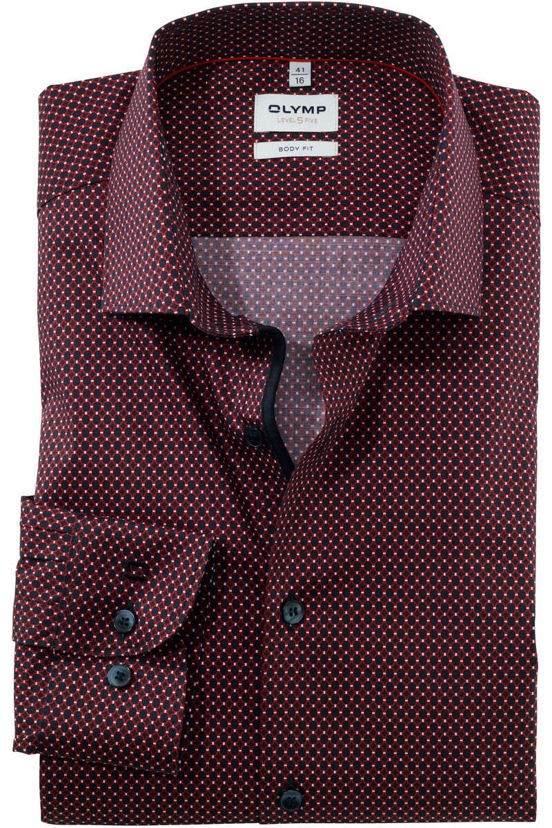 OLYMP Level Five Body Fit Hemd blau/rot, Gemustert