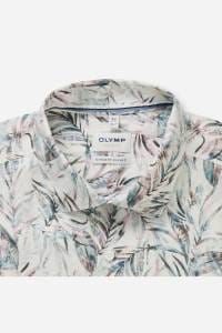 OLYMP Level Five Garment Washed Body Fit Leinenhemd beige, Bedruckt