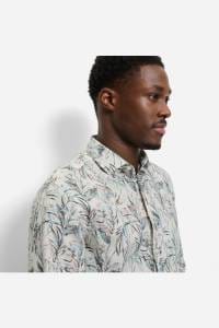 OLYMP Level Five Garment Washed Body Fit Leinenhemd beige, Bedruckt