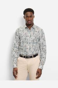 OLYMP Level Five Garment Washed Body Fit Leinenhemd beige, Bedruckt