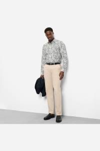 OLYMP Level Five Garment Washed Body Fit Leinenhemd beige, Bedruckt