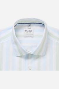 OLYMP Level Five Garment Washed Body Fit Leinenhemd hellblau, Gestreift