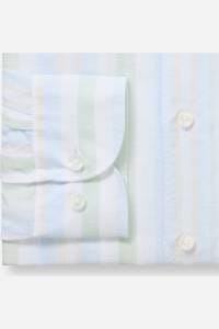 OLYMP Level Five Garment Washed Body Fit Leinenhemd hellblau, Gestreift