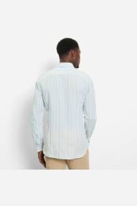 OLYMP Level Five Garment Washed Body Fit Leinenhemd hellblau, Gestreift