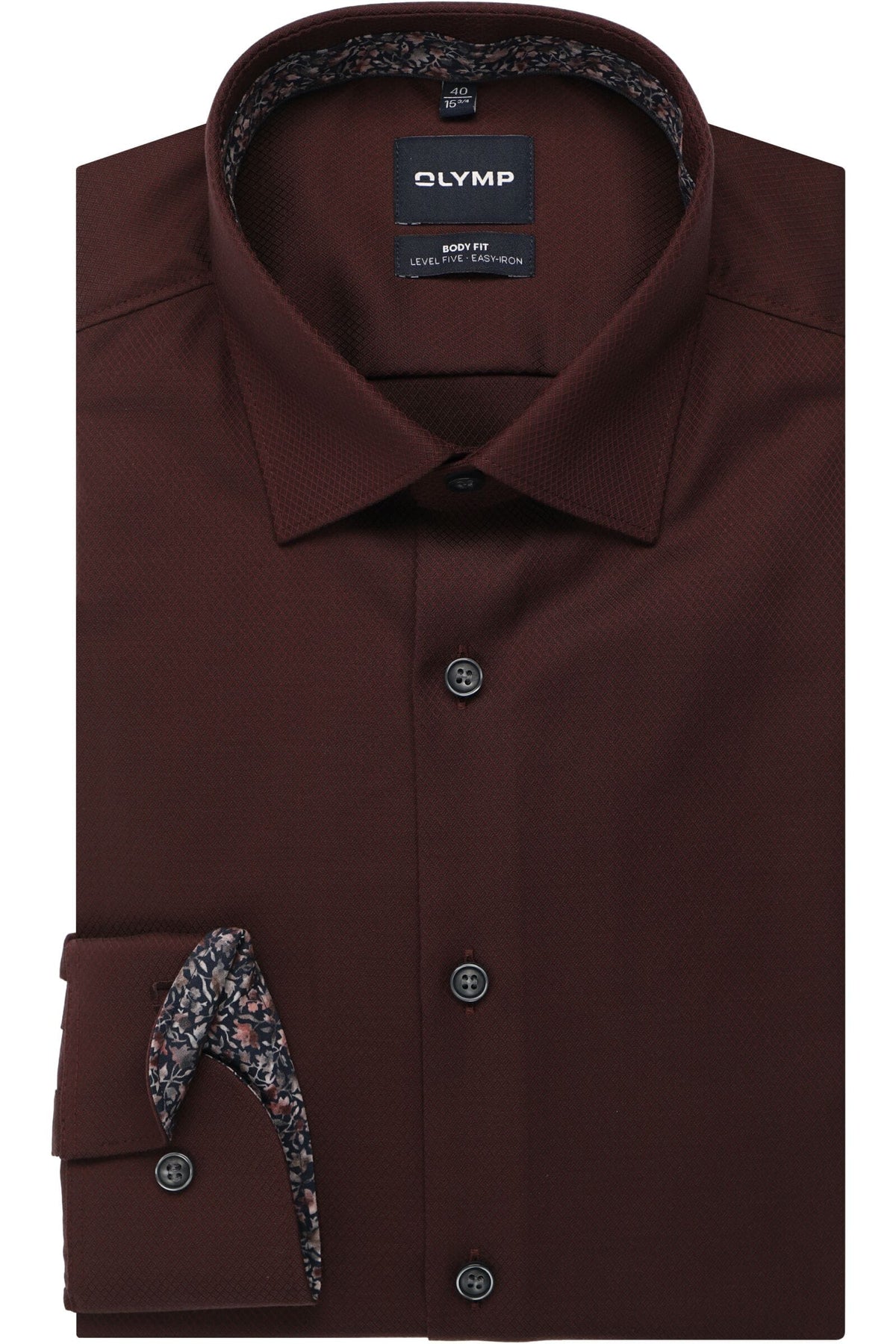 OLYMP Level Five Body Fit Hemd bordeaux, Faux-uni