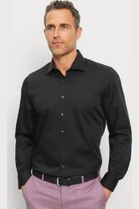 OLYMP Level Five Body Fit Hemd schwarz, Einfarbig