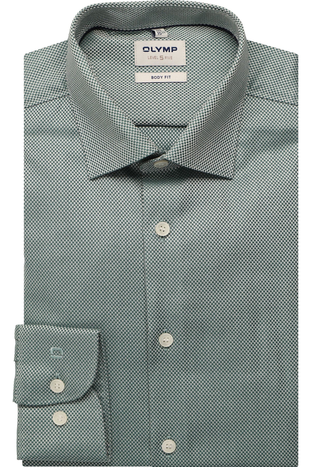 OLYMP Level Five Body Fit Hemd dunkelgrün, Faux-uni