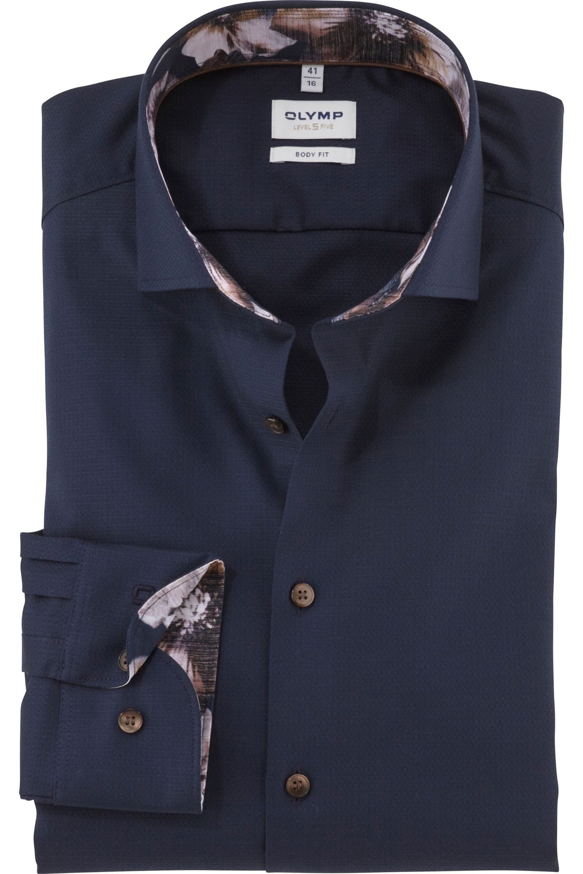 OLYMP Level Five Body Fit Hemd marine, Faux-uni