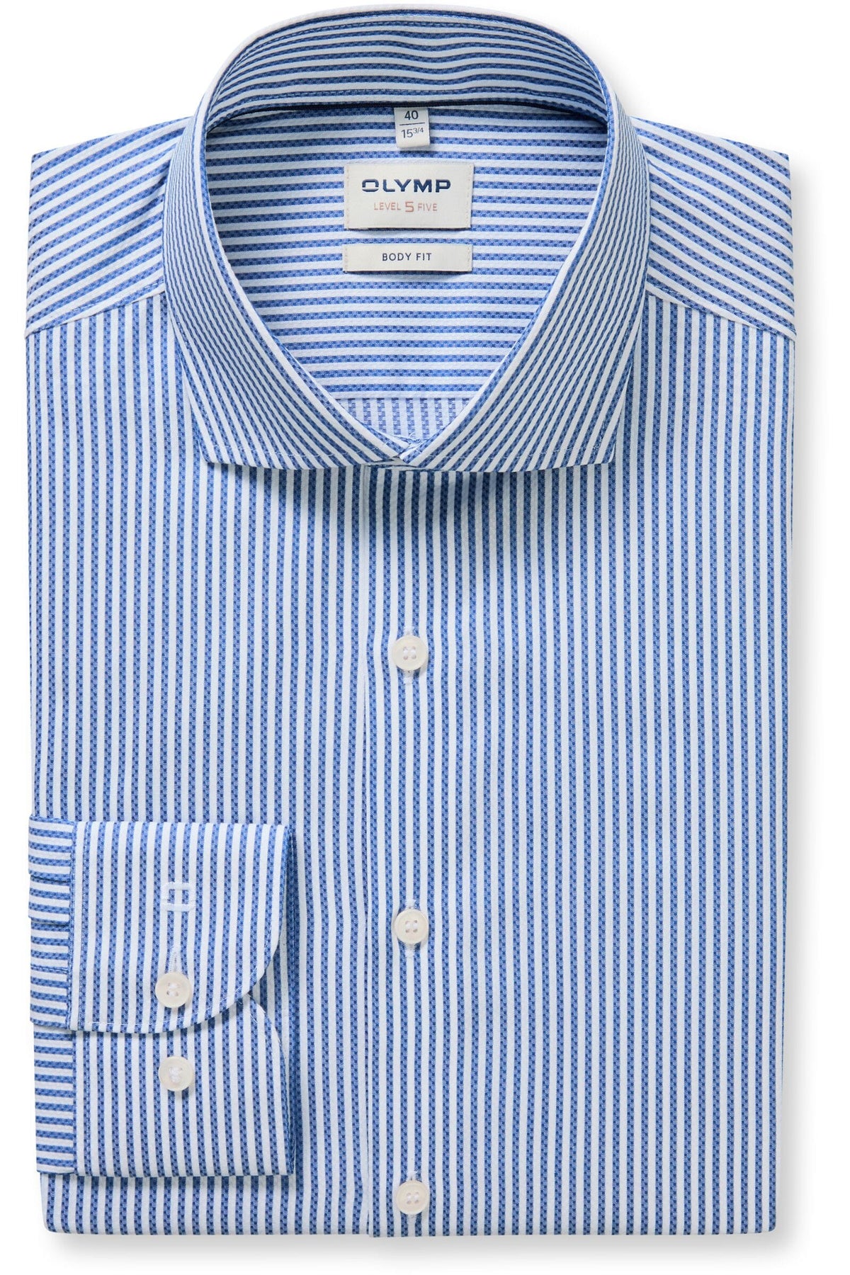 OLYMP Level Five Body Fit Hemd blau, Gestreift