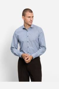 OLYMP Level Five Body Fit Hemd rauchblau, Gestreift