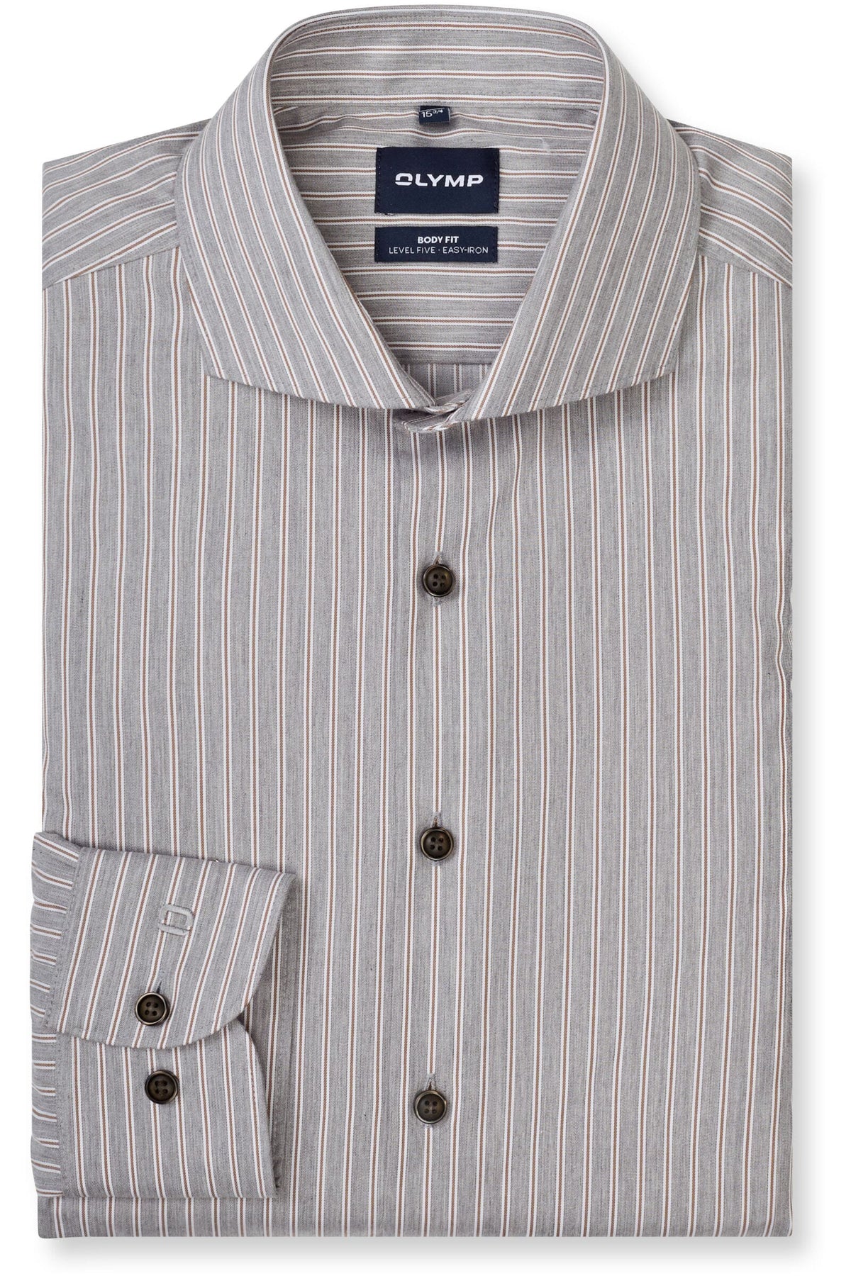 OLYMP Level Five Body Fit Hemd grau, Gestreift