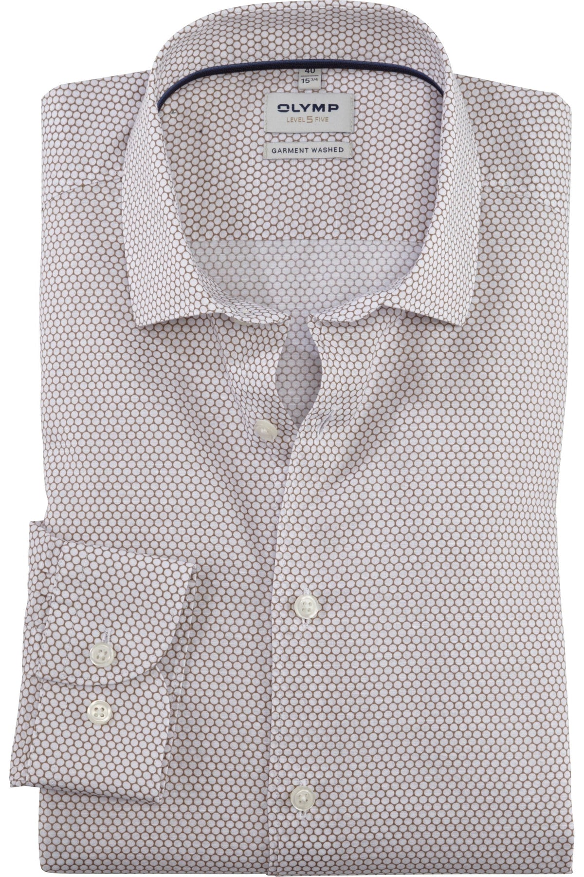 OLYMP Level Five Garment Washed Body Fit Leinenhemd natur, Bedruckt