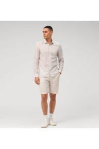 OLYMP Level Five Garment Washed Body Fit Leinenhemd natur, Bedruckt