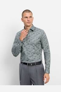 OLYMP Level Five Performance Climate Control Body Fit Hemd graugrün, Blumen
