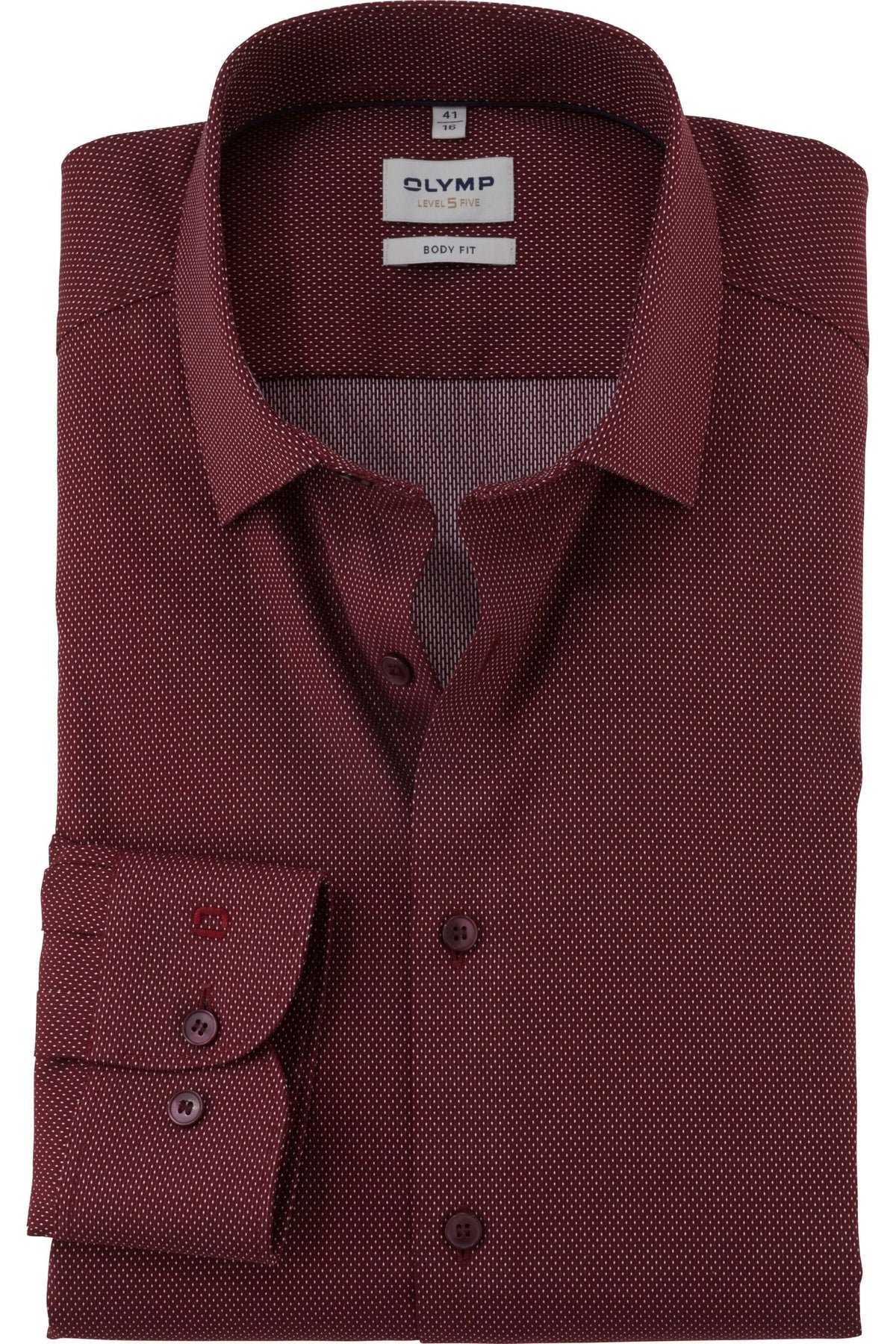 OLYMP Level Five Body Fit Hemd dunkelrot, Faux-uni