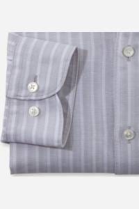 OLYMP Level Five Garment Washed Body Fit Leinenhemd silbergrau, Gestreift