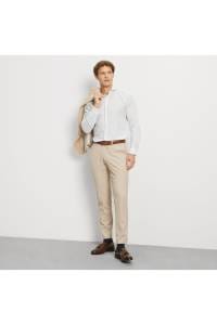 OLYMP Level Five Garment Washed Body Fit Leinenhemd silbergrau, Gestreift