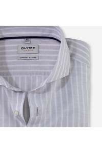 OLYMP Level Five Garment Washed Body Fit Leinenhemd silbergrau, Gestreift