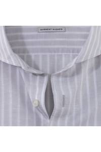 OLYMP Level Five Garment Washed Body Fit Leinenhemd silbergrau, Gestreift