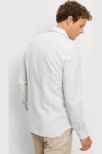 OLYMP Level Five Garment Washed Body Fit Leinenhemd silbergrau, Gestreift