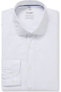 OLYMP Level Five Garment Washed Body Fit Leinenhemd hellgrau, Gestreift