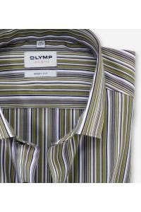 OLYMP Level Five Body Fit Hemd lindgrün, Gestreift
