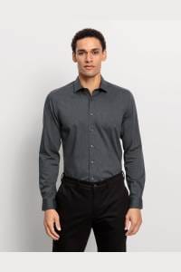 OLYMP Level Five Garment Washed Body Fit Hemd graphit, Einfarbig