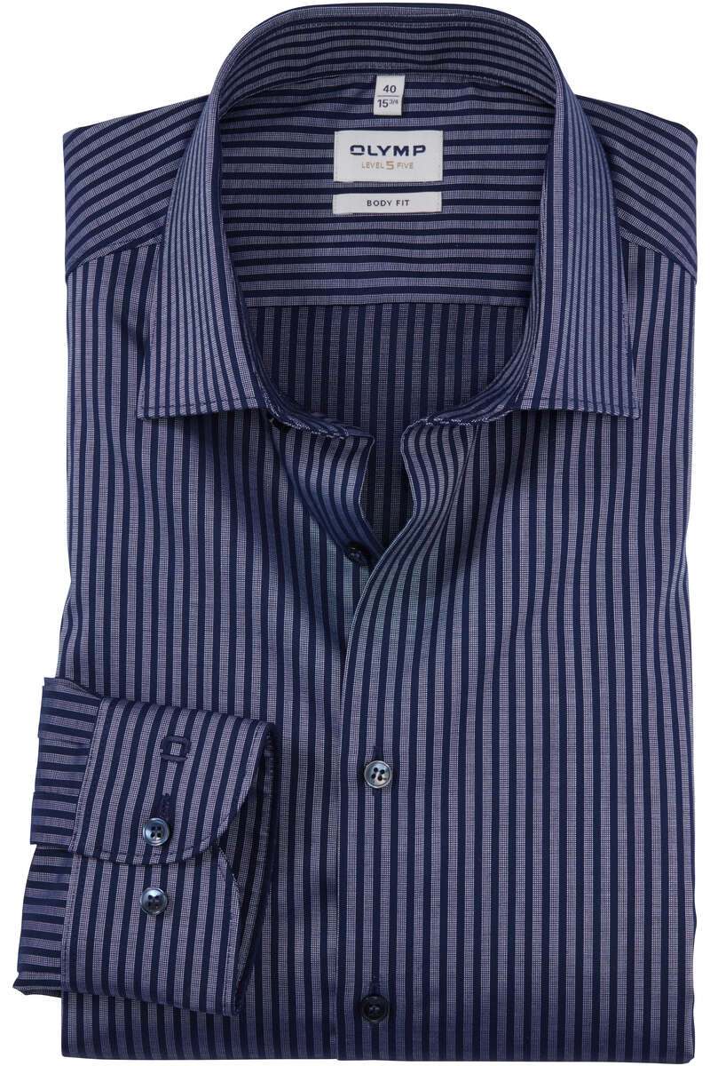 OLYMP Level Five Body Fit Hemd dunkelblau/blau, Gestreift