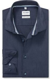 OLYMP Level Five Garment Washed Body Fit Hemd nachtblau, Einfarbig