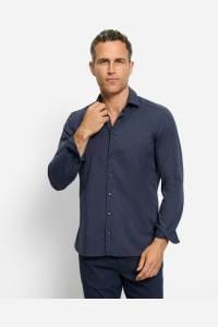 OLYMP Level Five Garment Washed Body Fit Hemd nachtblau, Einfarbig