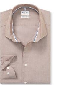 OLYMP Level Five Garment Washed Body Fit Hemd braun, Einfarbig