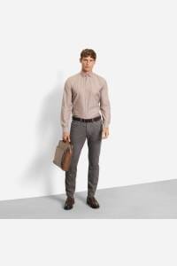 OLYMP Level Five Garment Washed Body Fit Hemd braun, Einfarbig