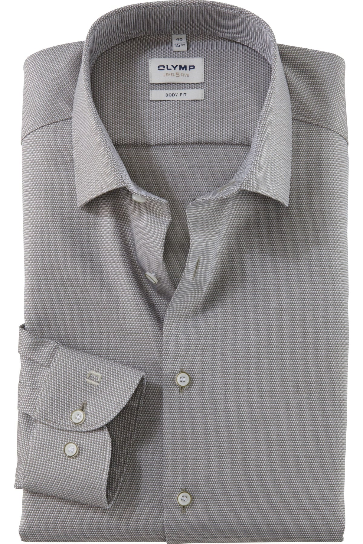 OLYMP Level Five Body Fit Hemd oliv, Faux-uni