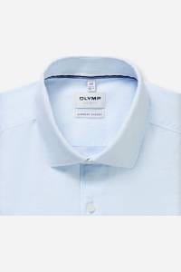 OLYMP Level Five Garment Washed Body Fit Leinenhemd hellblau, Faux-uni
