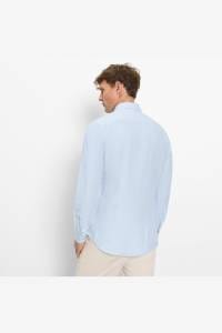 OLYMP Level Five Garment Washed Body Fit Leinenhemd hellblau, Faux-uni