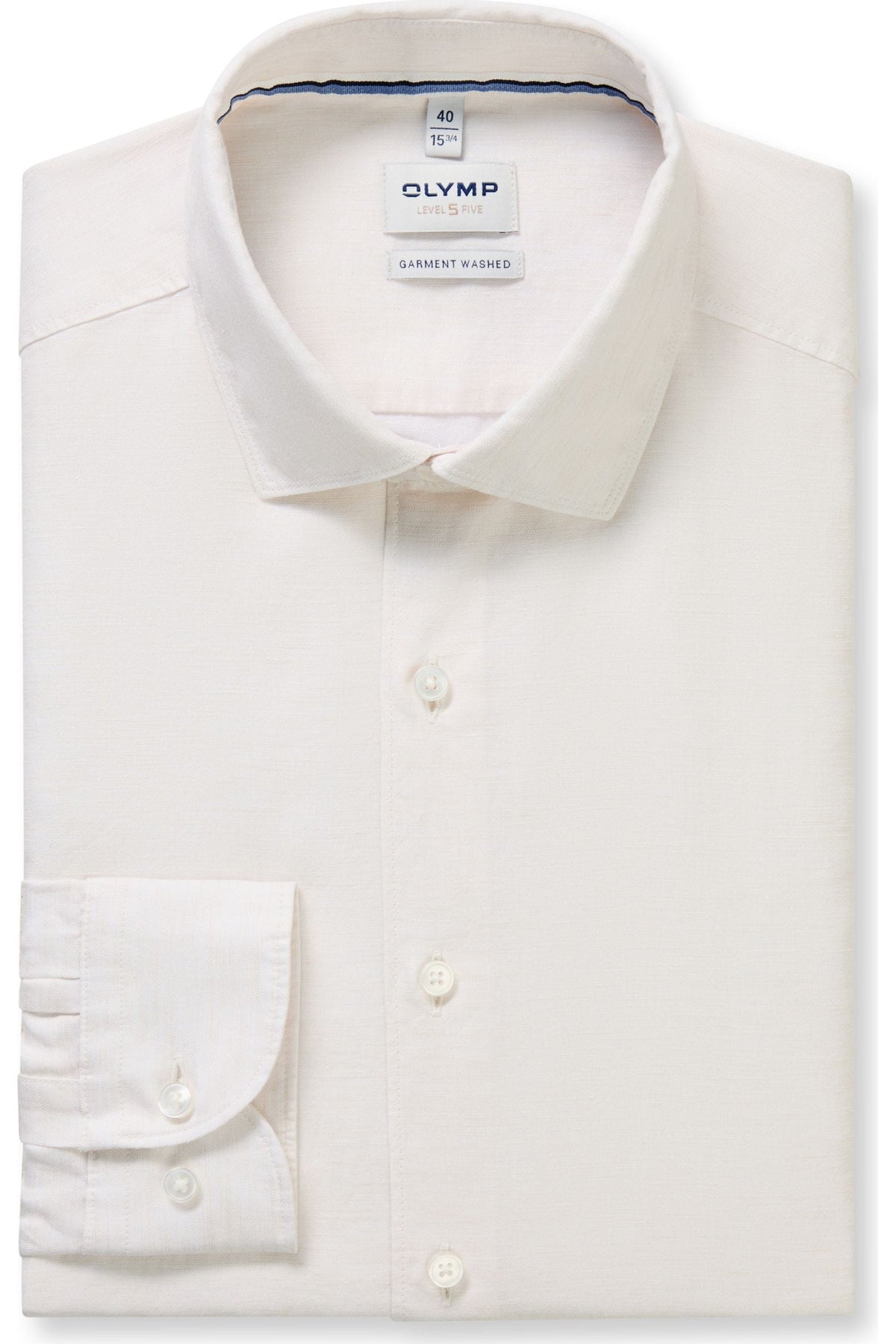 OLYMP Level Five Garment Washed Body Fit Leinenhemd beige, Faux-uni