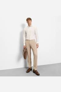 OLYMP Level Five Garment Washed Body Fit Leinenhemd beige, Faux-uni