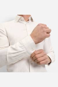 OLYMP Level Five Garment Washed Body Fit Leinenhemd beige, Faux-uni
