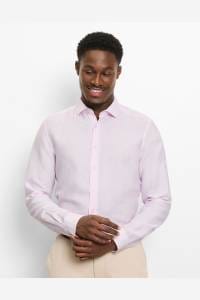 OLYMP Level Five Garment Washed Body Fit Leinenhemd rose, Faux-uni