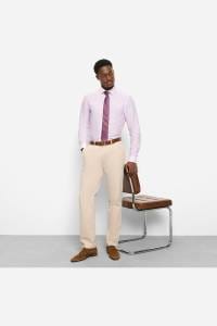 OLYMP Level Five Garment Washed Body Fit Leinenhemd rose, Faux-uni