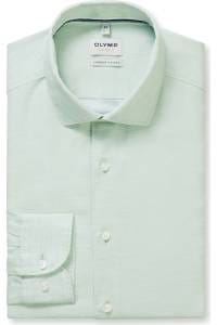 OLYMP Level Five Garment Washed Body Fit Leinenhemd hellgrün, Faux-uni