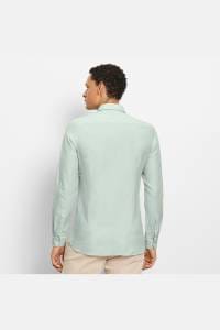 OLYMP Level Five Garment Washed Body Fit Leinenhemd hellgrün, Faux-uni