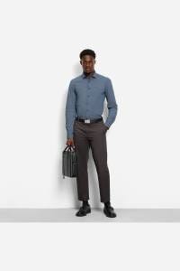 OLYMP Level Five Garment Washed Body Fit Hemd marine, Bedruckt