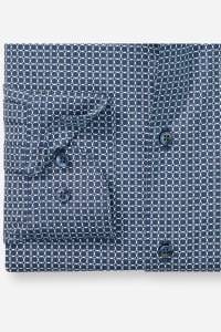 OLYMP Level Five Garment Washed Body Fit Hemd marine, Bedruckt