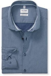 OLYMP Level Five Garment Washed Body Fit Hemd marine, Bedruckt