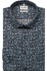 OLYMP Level Five Garment Washed Body Fit Hemd marine, Bedruckt